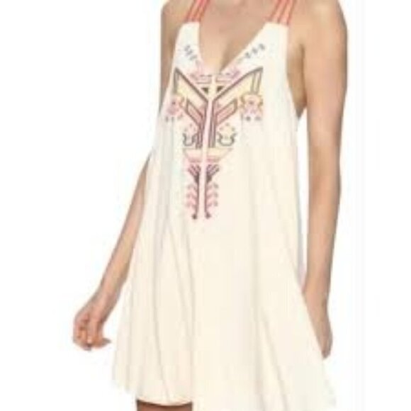 NWOT Flying Tomato Boho Aztec Embroidery Cream Mini Sundress Women's Size Small‎ - Picture 1 of 7
